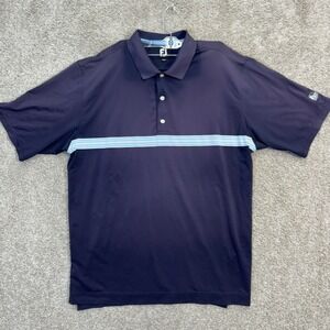 FootJoy Polo Shirt Men XXL Purple Striped Chest Performance Golf Short Sleeve